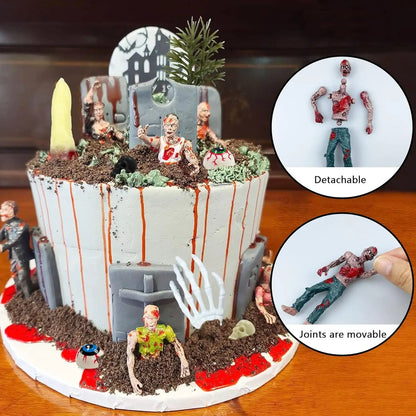 17 Pieces Zombie Cake Decoration Horror Zombie Theme Party Decoration