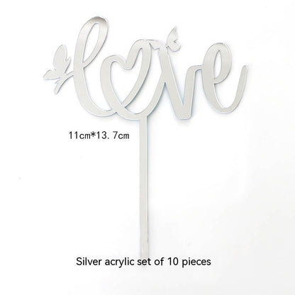 Acrylic Cake Decorative Creative LOVE LOVE Heart