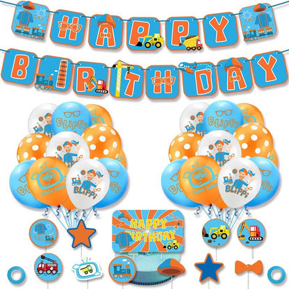 Birthday Pull Flag Cake Insert Balloon Party Birthday Set