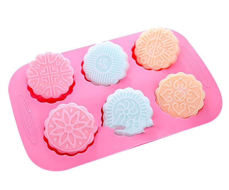 Six-hole Round Moon Cake Silicone Cake Mold