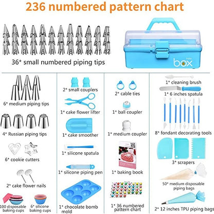 236 Piece Cake Decorating Tool Set With Three Layer Storage Box