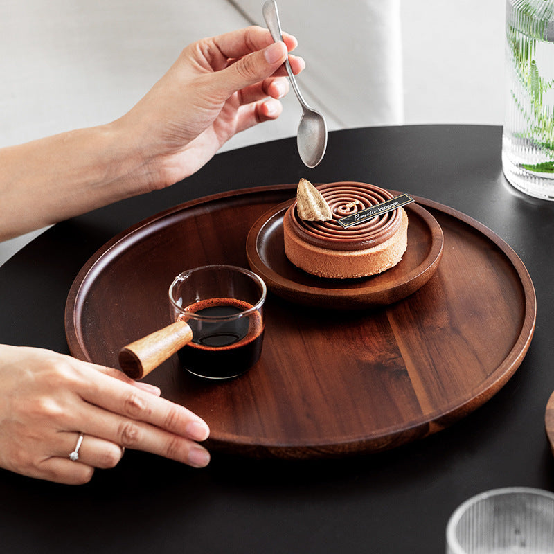 Wooden Circular Japanese Storage Cake Tray