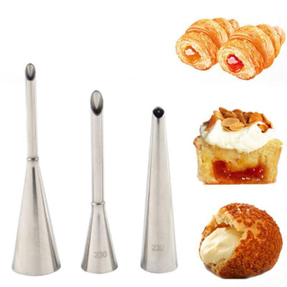 3Pcs 304 Stainless Steel Puff Decorating Mouth, Cream Puff Decorating Mouth, Decorating Mouth Tool