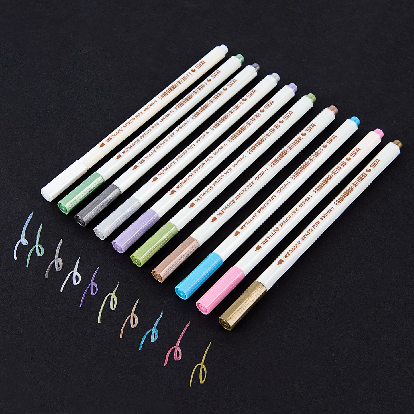 STA 10 Colors Metallic Marker Pen Set DIY Scrapbooking Crafts Card Making Brush  Round Head Art Pen For Drawing