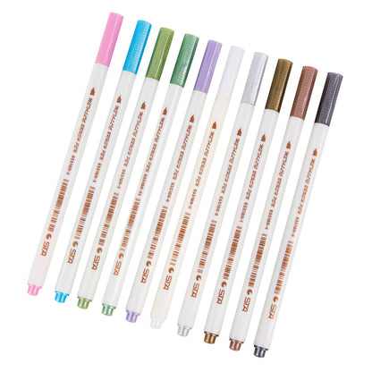 STA 10 Colors Metallic Marker Pen Set DIY Scrapbooking Crafts Card Making Brush  Round Head Art Pen For Drawing