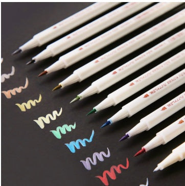 STA 10 Colors Metallic Marker Pen Set DIY Scrapbooking Crafts Card Making Brush  Round Head Art Pen For Drawing