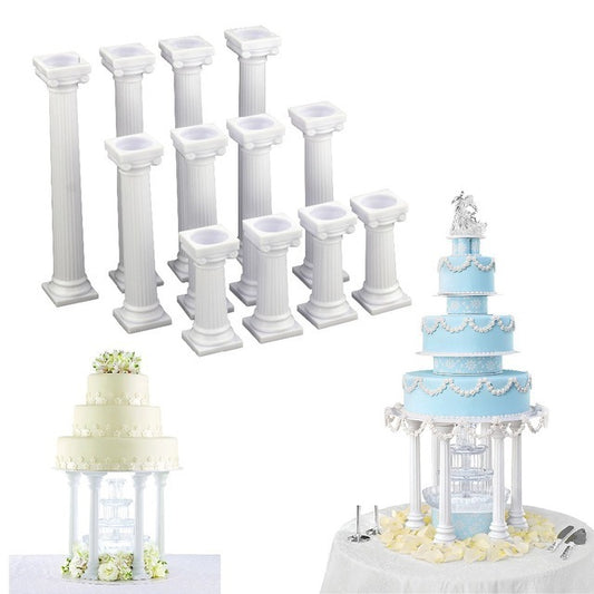 4pcs Pillars Wedding Cake Stands Cake Decorating Tools Multi-layered Roman Column Support Stand Decor 7.5cm 12.5cm 17cm