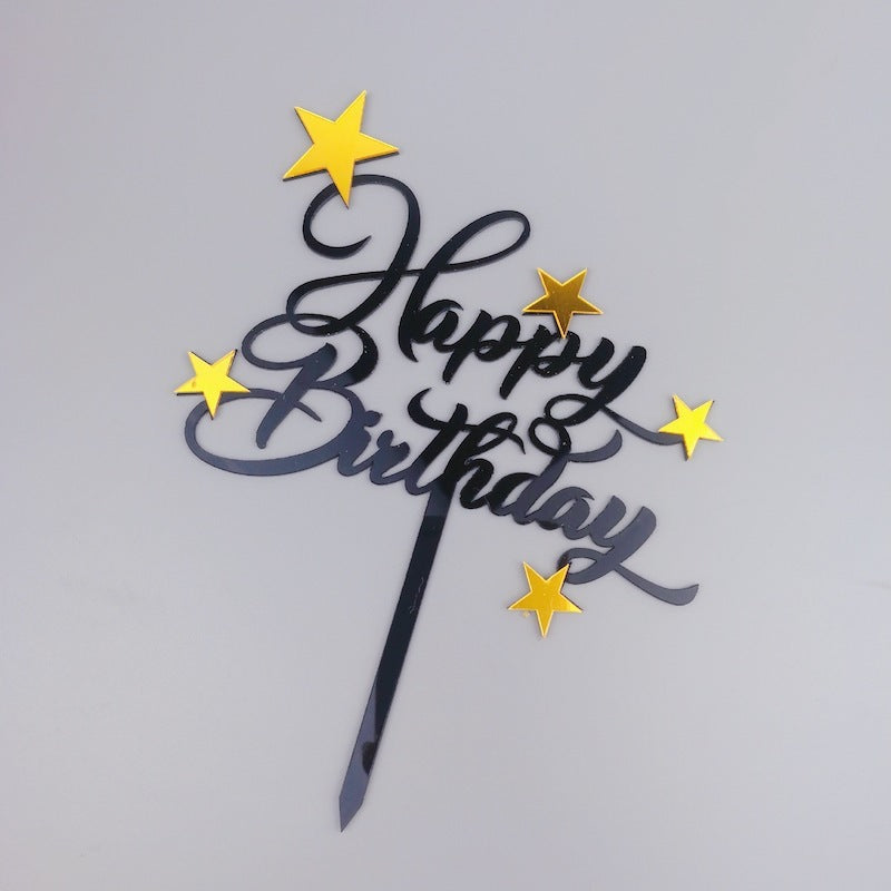 Acrylic Happy Birthday Cake Decoration Cake Insert