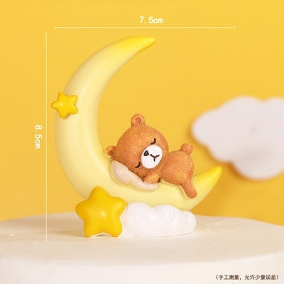 Baking Resin Sleeping Moon Bear Birthday Cake Decoration