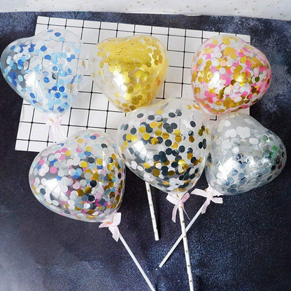 Transparent Confetti Balloon Cake Topper Decoration Party Supplies