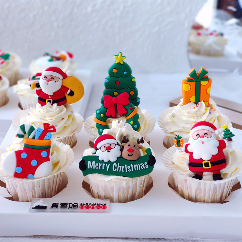 Soft Plastic Christmas Cake Decoration Ornaments