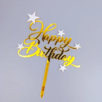 Acrylic Happy Birthday Cake Decoration Cake Insert