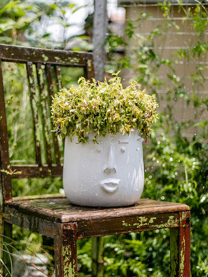 Handmade art face ceramic vase