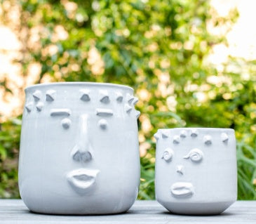 Handmade art face ceramic vase