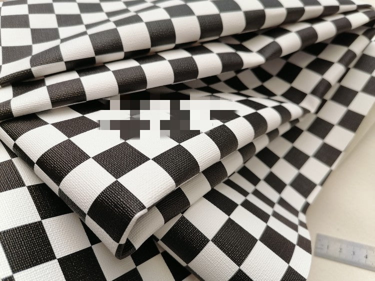 Black And White Checked Background Wall Decoration Artificial Leather Imitation Leather Fabric