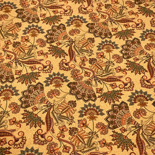 Portuguese Natural Cork Leather Floral Floral Carpet Cushion Tablecloth