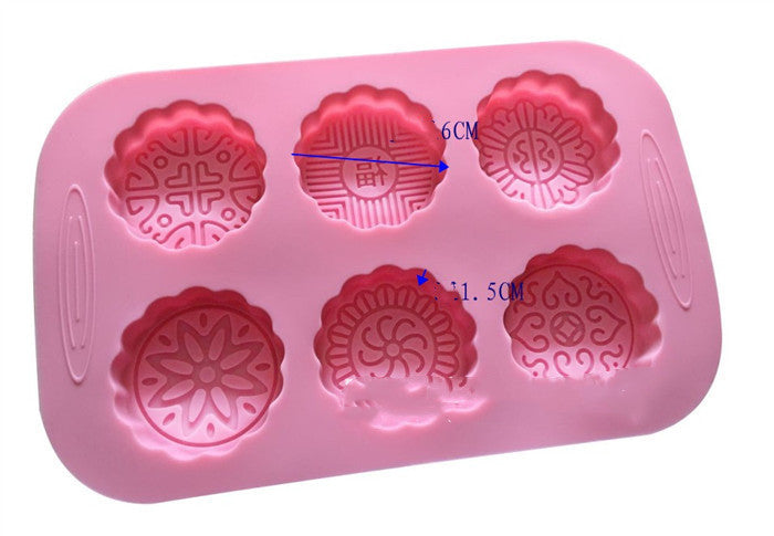 Six-hole Round Moon Cake Silicone Cake Mold