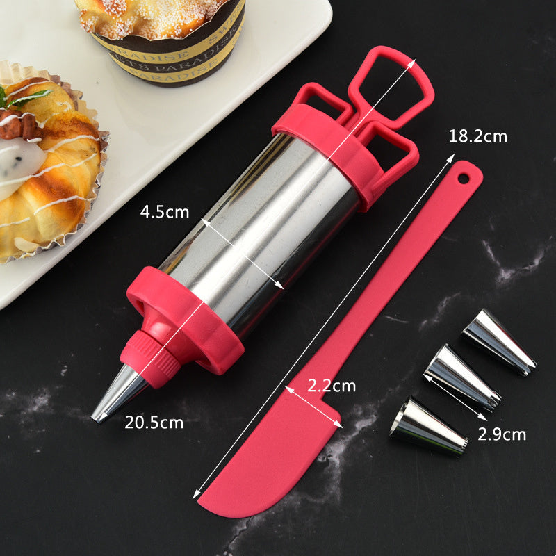 Stainless Steel Cake Flower-making Gun With Scraper Set Milking Oil Nozzle