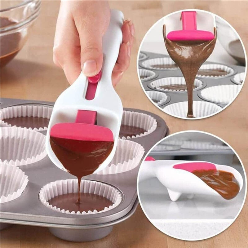 Cake Batter Scoop Can Push Labor-saving Cupcake Spoon Cake Batter Distribution Liquid Chocolate Sauce Batter Measuring Spoon Kitchen Gadgets