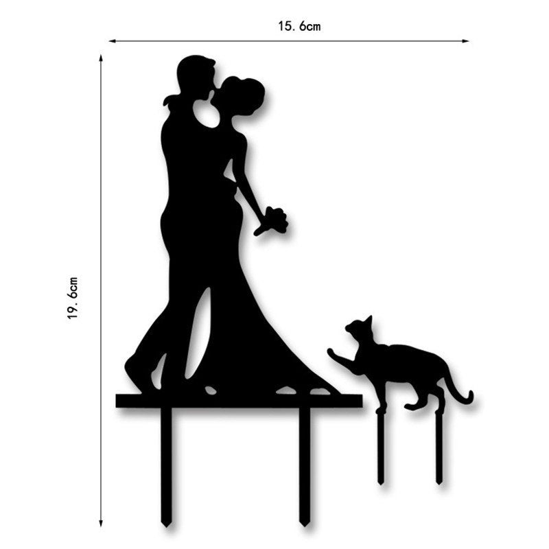 Acrylic Wedding Cake Topper Romantic Couple design with cute cat Wedding Cake Toppers Cake Top Decorating Decoration Mariage