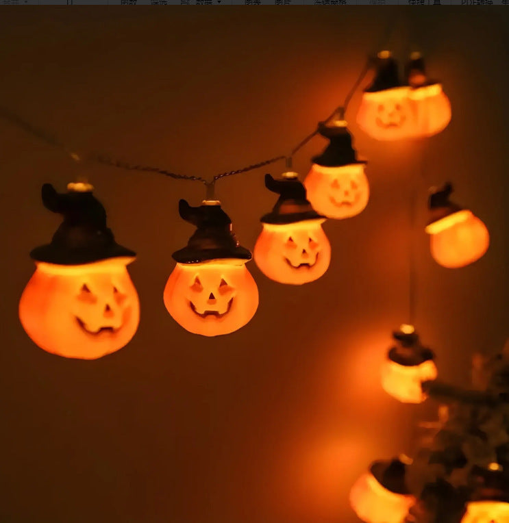 PVC Soft Material Halloween Lighting Chain Pumpkin Ghost Bat Modeling Lamp