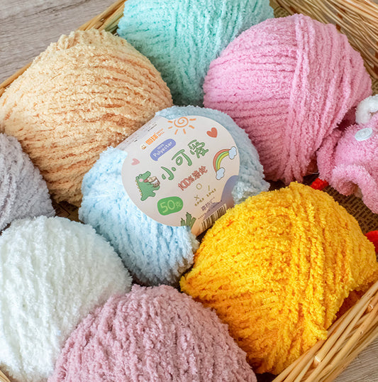 Snowball Cute Wool Ball Love Thread Diy Hand-woven 3-strand Short Velvet Crochet Doll 50g