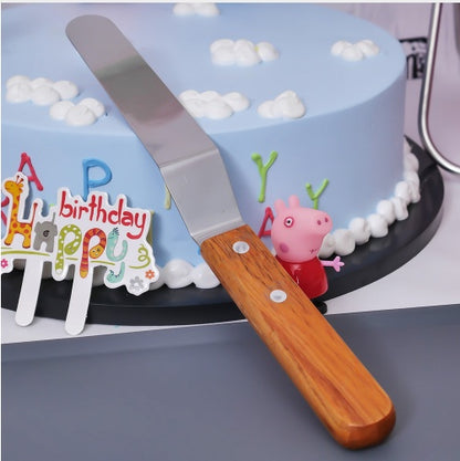 10 Inch Stainless Steel Butter Cake Cream Knife Spatula Wooden Handle Kitchen Smoother Spreader Fondant Pastry Cake Decor