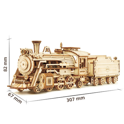 3D Wooden Puzzle Train Model DIY Wooden Train Toy Mechanical Train Model Kit Assembly Model Home Decoration Crafts