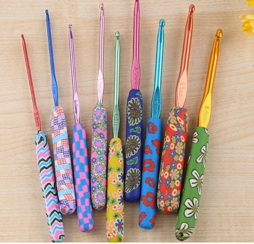 Soft Pottery Printed Crochet Set Colorful Crochet Knitting Tools