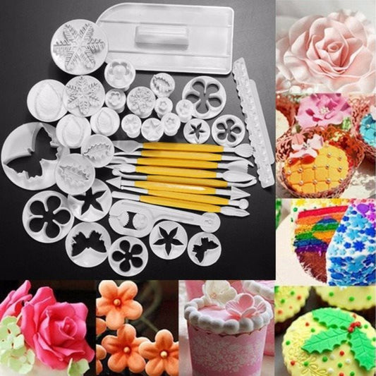 12 37 Piece Plastic Cookie Mold Fondant Cake Tool Set Cake Mold Lace Clip Set