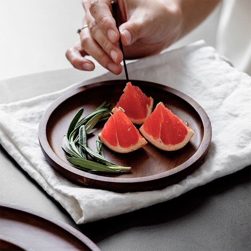 Wooden Circular Japanese Storage Cake Tray