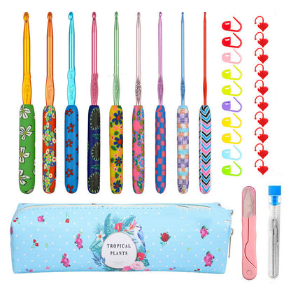 Soft Pottery Printed Crochet Set Colorful Crochet Knitting Tools