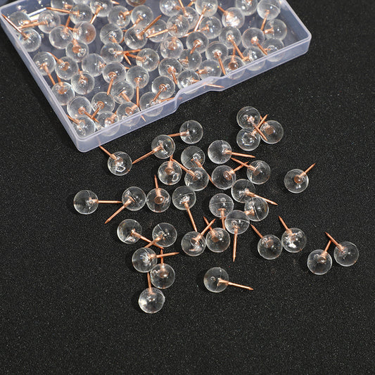 100 Pieces Transparent Pearl Nail Silver Rose Gold Ball Map Push Pin Thumb