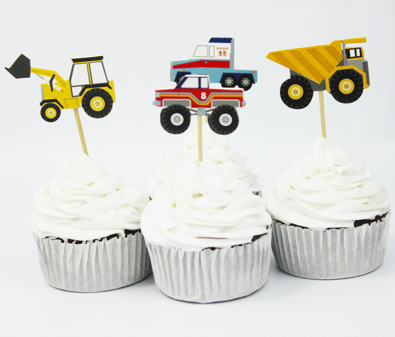 Tractor Forklift Inserts Insertion Article Cake Decoration 24pcs