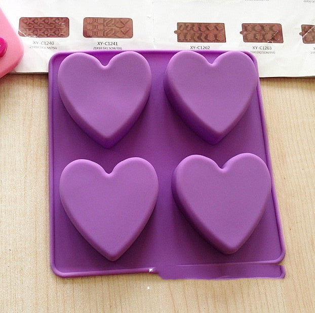 Silicone Four Heart-shaped Cake Mould