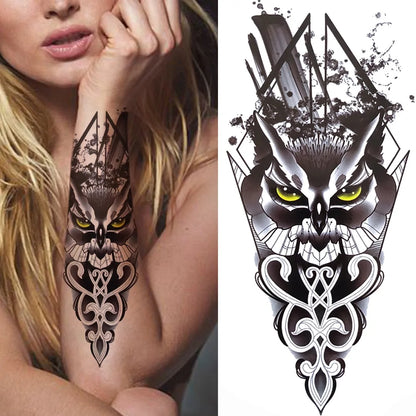 Black Forest Temporary Tattoo Sticker: Tiger, Wolf, Death Skull Designs