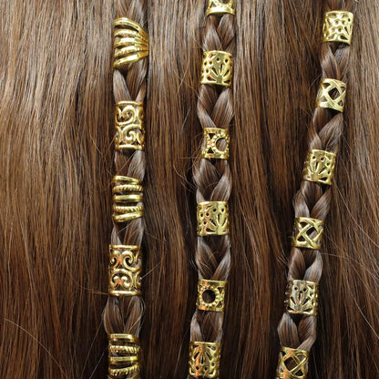 100 PCS Gold Hair Accessories Loc Hair Jewelry for Braids, Dreadlock Accessories for Women and Girls Adjustable braid Cuffs Braiding Hair Rings Decoration K-Gold