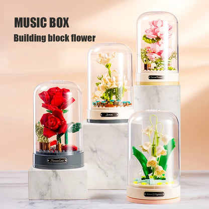 Romantic Music Box Building Blocks Flowers