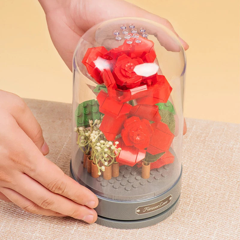 Romantic Music Box Building Blocks Flowers