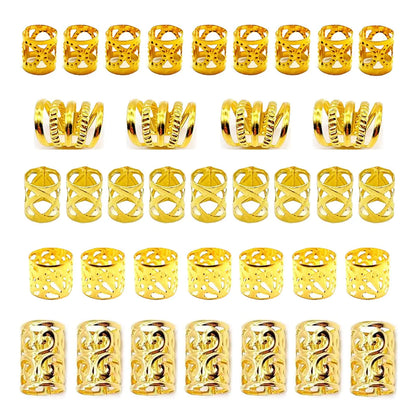 100 PCS Gold Hair Accessories Loc Hair Jewelry for Braids, Dreadlock Accessories for Women and Girls Adjustable braid Cuffs Braiding Hair Rings Decoration K-Gold