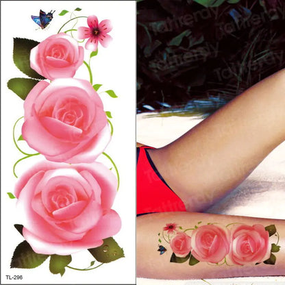 Roses and Colorful Flowers Tattoo