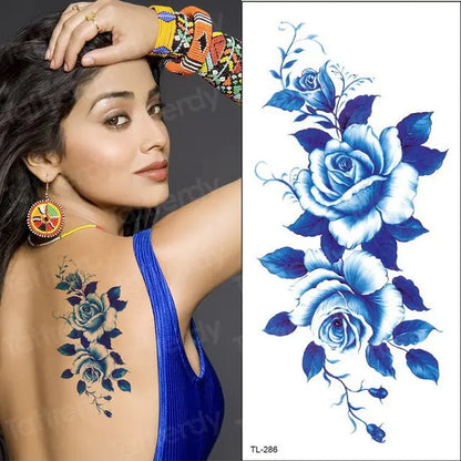 Roses and Colorful Flowers Tattoo