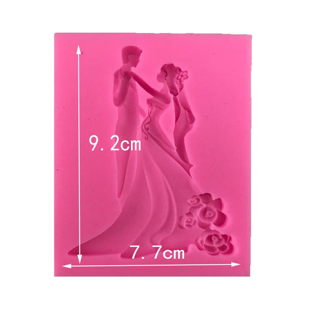 Bride And Groom Liquid Silicone Fondant Cake Diy Baking Mold