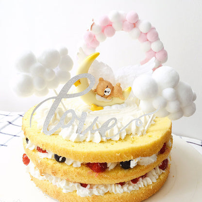 Baking Resin Sleeping Moon Bear Birthday Cake Decoration