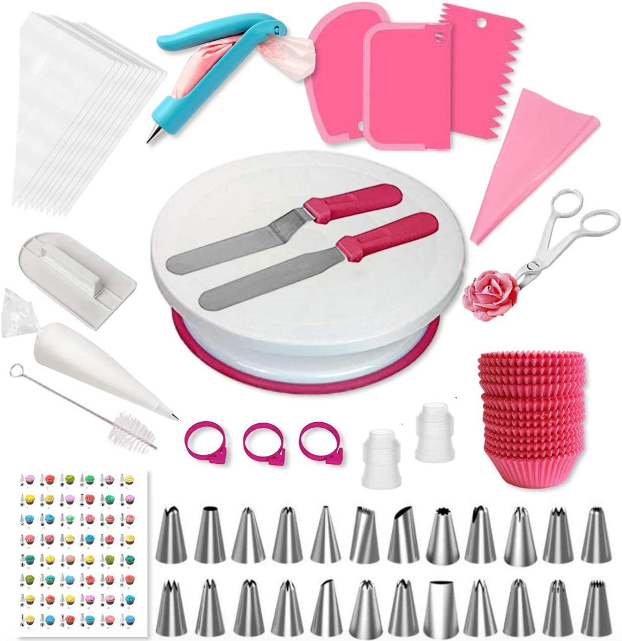 195-piece Cake Baking Utensils With Cake Turntable