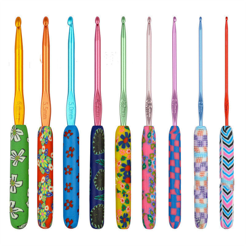 Soft Pottery Printed Crochet Set Colorful Crochet Knitting Tools