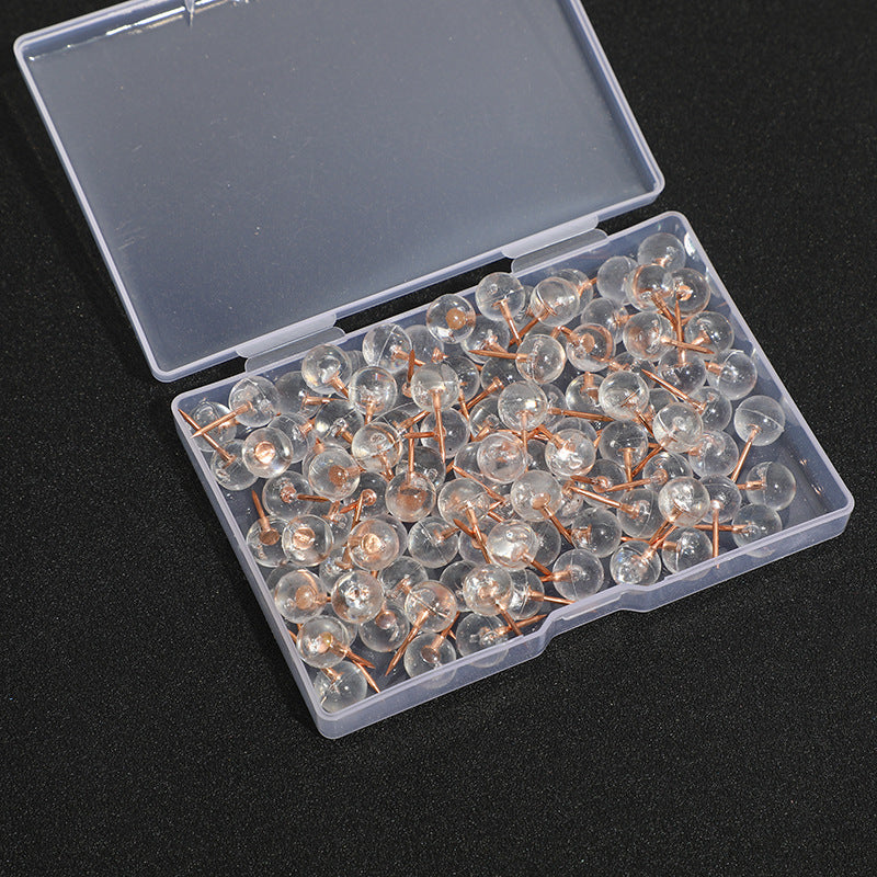 100 Pieces Transparent Pearl Nail Silver Rose Gold Ball Map Push Pin Thumb