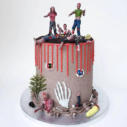 17 Pieces Zombie Cake Decoration Horror Zombie Theme Party Decoration