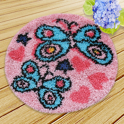 Butterfly Flower Printed Carpet, Hook, Carpet Needle, Lock Hook Kit For DIY Kit