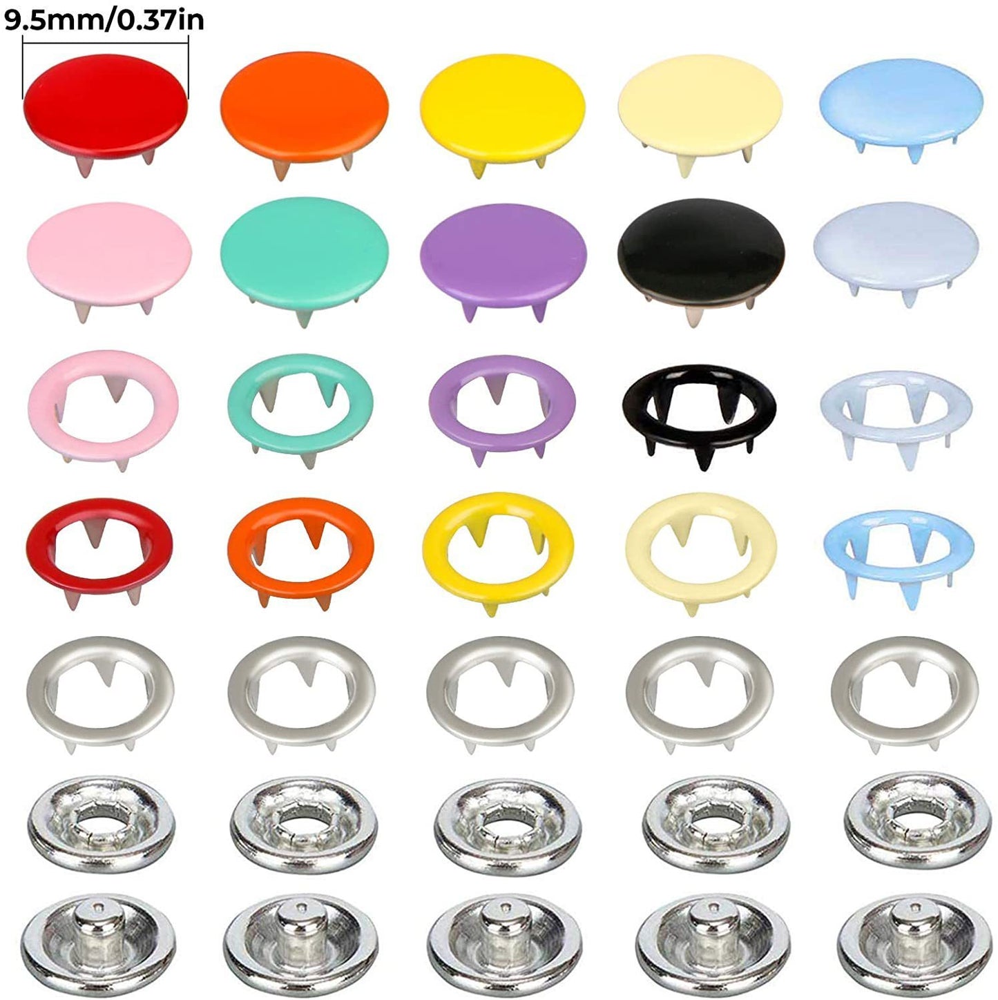 Snap Fastener Hollow Color Button Set